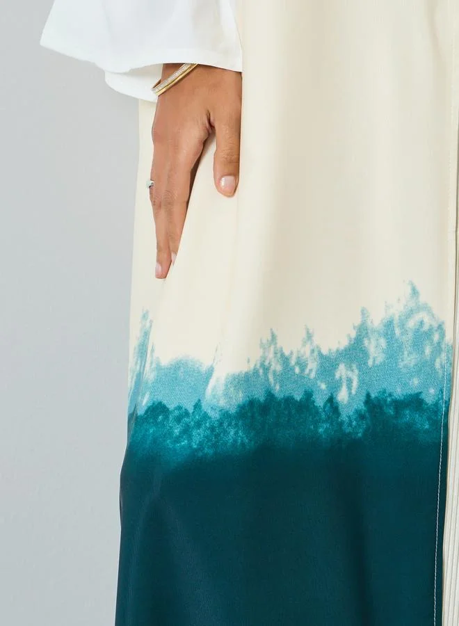 تايك تو عباية بطبعة عنبر وأكمام طويلة